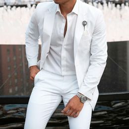 Trajes Para Hombres Blanco Prom Para Boyfriend 2021 Masculina Moda Ropa De Novio TUXEDOS 2 Piezas Chaqueta Con Pantalones De 125,72 € | DHgate
