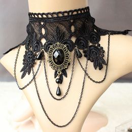 Gothic Series Punk Dress Accessories Big Blak Lace Choker Necklace Punk Sexy Collar Necklace For Party