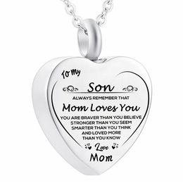 Urn Necklace for Ashes Heart Stainless Steel Keepsake Mom Love Daughter Son Memorial Pendant Cremation Jewelry for Ashes