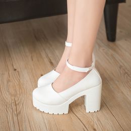 2019 new spring autumn casual high-heeled shoes sexy ruslana korshunova thick heels platform pumps Black White ladies shoes