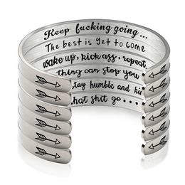Direct Selling Bangle Bracelet for Women Birthday Gifts Color Silver Inspirational Bracelets Bangles for Women Engraved Mantra Cuff Bangle