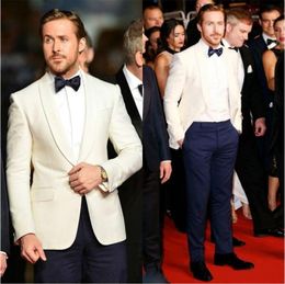 Ivory Groom Wear Slim Fit Groomsmen Wedding Tuxedos Two Pieces Groom Suit Shawl Lapel Celebrity Business Blazers With Jacket And Pants