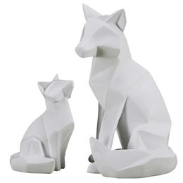 Origami Fox Statue Abstract Geometry Animals Resin Craftwork Living Room Porch Home Decorations L2865