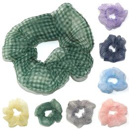 New Organza Soft Scrunchie Sweet Chiffon Plaid Hair Ties Women Girls Elegant Elastic Hair Bands Ponytail Hair Accessories