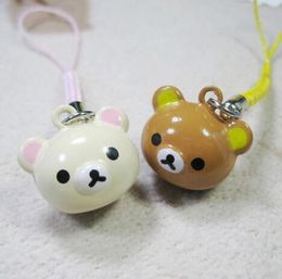 New 10 Pcs Cartoon Bear Head Bells Lanyard Cell Phone Strap Charms Keychains Key Ring Diy Jewellery Making Accessories Ty-135