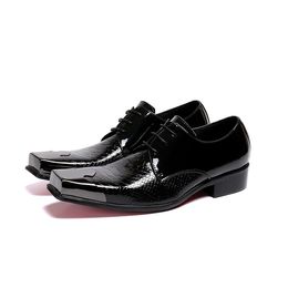 Leather Toe Handmade Dress British Lace Business Square Up Oxford Formal Men Shoes Male Wedding Brogue 591