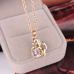 Pretty Necklace For Women Beautifully Tone Cool Horse Pendant Long Chain Choker Necklace Animal Zircon Necklaces