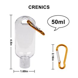 50ml Travel Plastic Clear Keychain hand sanitizer Bottle Refillable Empty Bottles Portable Squeeze Containers with Flip Cap