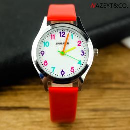 Newest Fashion Children Watches Kids Cute Student Girls Colorful Numeral Dial Leather Gift Women Watch