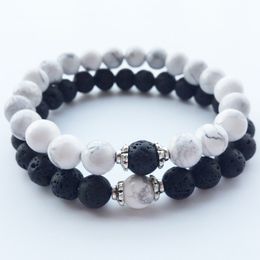 Wholesale-Stone Bracelets 2018 Hot New Lava Volcanic Stone White Turquoise Bracelet Wholesale Handmade Beads Bracelets for Men Women Jewellery