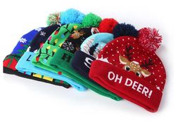 Christmas Knitted Hats LED Kids Baby Winter Warmer Beanies Crochet Cartoon Caps Party Decor Xmas gift 10 styles HOTSELL243