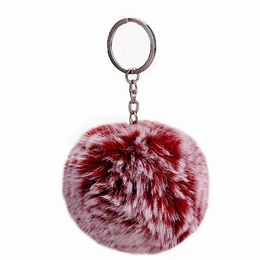 Fluffy Fake Rabbit Fur Ball Pom Pom Keychain Cute Charms Pompom Key Chain Gifts for Women Car Bag Accessories Key Ring