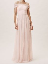 Blush Bridesmaid Dresses Long Soft Tulle ( the strap can be change into different style)
