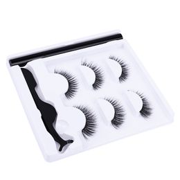 Fashion false eyelashes with self-adhesive eyeliner + tweezer 3 pairs set fake lashes makeup 4 models available DHL Free