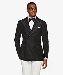 Brand New Black Men Wedding Tuxedos Double-Breasted Groom Tuxedos Excellent Men Blazer Suit Prom/Dinner Jacket(Jacket+Pants+Tie) 2623