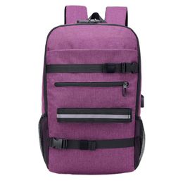 Men Women Anti Theft Skateboard Backpack Laptop Sports USB Charging Adjustable Strap Travel Students Zipper Longboard School