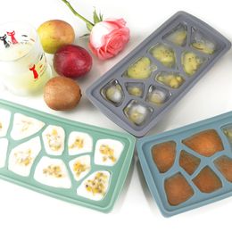 10 Grids Ice Cube Trays Silicone DIY Fruit Ice Cream Maker irregular shape Form for Whiskey and Cocktails & Bourbon, Reusable and BPA Free