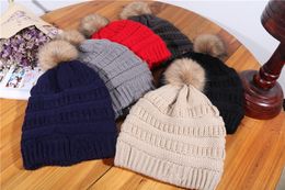 Women Beanies Adult Knitted Caps Warm Thicken Plush Weave Hats Beanies Girls Hat Casual Cap Ski Headgear 9 Colours