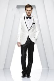 Handsome One Button Groomsmen Shawl Lapel Groom Tuxedos Men Suits Wedding/Prom/Dinner Best Man Blazer(Jacket+Pants+Girdle+Tie) AA127