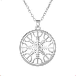 Viking Odin's Symbol of Norse Viking Runes Hollow Round Runic Amulet Necklace