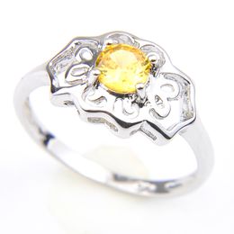 luckyshine vintage 925 silver decorative border rings round citrine gems rings jewelry for women engagement rings free