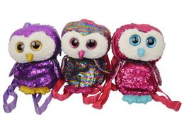 free shipping A new sequined owl backpack for Christmas presents - sequined zero purse candy bag