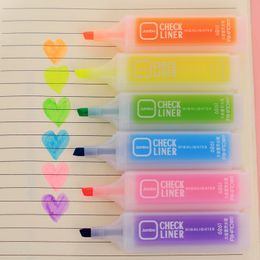 Colorful Fluorescent Pen Oblique Highlighters Fashion Watercolor Pens Kawaii Marker Pen Painting Pens Stationery Writing Supplies VT1509