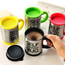 Lazy Self Stirring Mugs Automatic Electric Coffee Tea Mixing Cup With Lid Stainless Steel 350ml Creative Drinkware Mug Cups