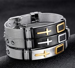 choose Colour stainless steel adjustable wire chain bracelet cuff bangle for men women cross ID Bracelet Jewellery