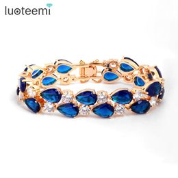 LUOTEEMI 3 Colours Option Hot Selling Statement Mona Lisa Crystal Bracelets Bangles Women Gift Bridal Wedding Jewellery Party