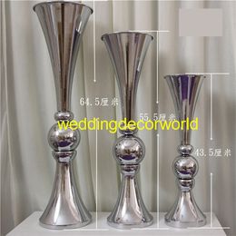 New style Custom made mental flower wedding iron vase tall trumpet gold vase for home decoration best0786