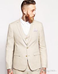 High Quality Two Buttons Groom Tuxedos Notch Lapel Groomsmen Best Man Mens Wedding Suits (Jacket+Pants+Vest+Tie) D:191