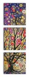 Money tree (triptych) room decor painting ,Handmade Cross Stitch Embroidery Needlework sets counted print on canvas DMC 14CT /11CT