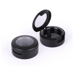 Dia 26mm Eye Shadow Compact Matte Black Small Eyeshadow Palette Empty Cosmetic Container Round Lipstick Packing Box 50 PCS