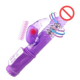 10 Modes Jelly Vibration Rotation Rabbit G Spot Vibrator Massager Sexy Swirling beads and vibrating sex toys for woman J0213