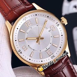 New Master Polaris Memovox LE Q2008470 2008470 Automatic Mens Watch Silver Dial Rose Gold Case Brown Leather Strap Watches Hello_Watch E151