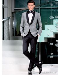 Popular One Button Groomsmen Shawl Lapel Groom Tuxedos Groomsmen Best Man Suit Mens Wedding Suits Bridegroom (Jacket+Pants+Tie) B279