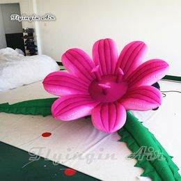 Exotic Lighting Inflatable Blooming Flower 1.8m Diameter Pink Cannibal Flower With Led Light For Stage And Party Decoration