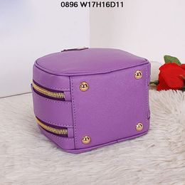 Designer Leather Cosmetic bags Cross grain cow leather double zippers closed 17*16*11cm equisite bags cost prices sale