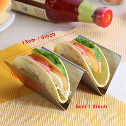 Stainless Steel Taco Holder Stand Mexican Taco Food Rack W Space Hard Shell Wave Kitchen Tool Restaurant Food Show Holders Stands DBC BH3216