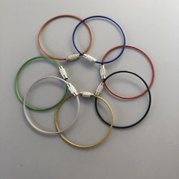 Rostfritt stål Tråd Keychain Skruvlåsning Tråd Kabel Rope Key Holder Carabiner Kabel nyckelring för utomhus vandring