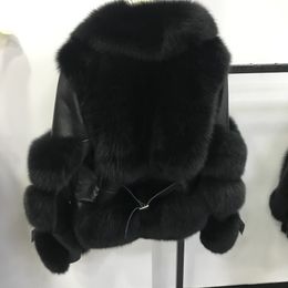 Real Fur Coats Genuine Leather Jacket Sheepskin Real Fur Overcoat Woman Winter Warm Natural Coat Women New Fashion