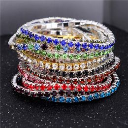 pretty Rows Crystal Rhinestone Bracelet Bangle Bling Wristband Women beautiful Jewellery Fashion Wedding Bridal Bracelet