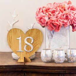 1-20 Seat Card Wooden Wedding Party Supplies Heart Shape Hollow Number Seat Place Holder Table Number