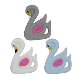 Silicone Swan Teether DIY Pendant Baby Teething Chew Teethers BPA Free Animal Flamingo Chewable Toy Sensory Beads