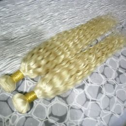 heiß!!! 200 g 613 Bleach Blonde brasilianisches lockiges reines Menschenhaar, 2 Stück/Lot, doppelte Schussqualität, kein Ausfallen, kein Verknoten