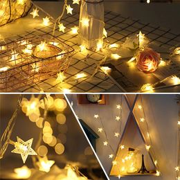 20 LED Lichterkette Batterie Hochzeit String Licht DIY Stern Pentagramm Zuhause