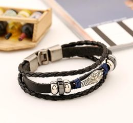 Women Men Crystal Owl Wing Beads Leather Chain Charms Bracelet Jewelry Wrist Gift Charm Bracelets