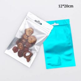 12*20cm Dry Food and Fruit Storage Mylar Packing Bags with Clear Window on Front Flat Package Pouches Foil Aluminum Bag