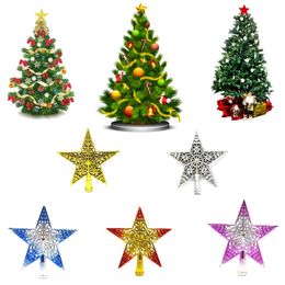 Choinka Top Star Decoration Xmas Drzewo Hollowed Sparkle Hang Gwiazda Kształt Xmas Drzewo Wisiorek Dekoracje Boże Narodzenie